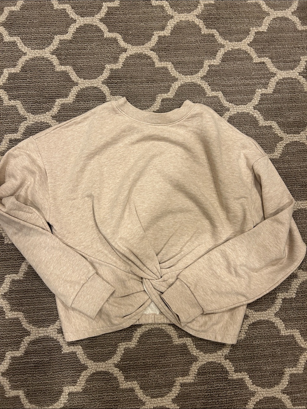 Frame Denim Twist-Front Sweatshirt in Light Beige
